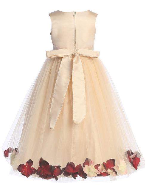 Girls Blush Multi Color Satin Top Petal Flower Girl Dress 2-14 - SophiasStyle.com